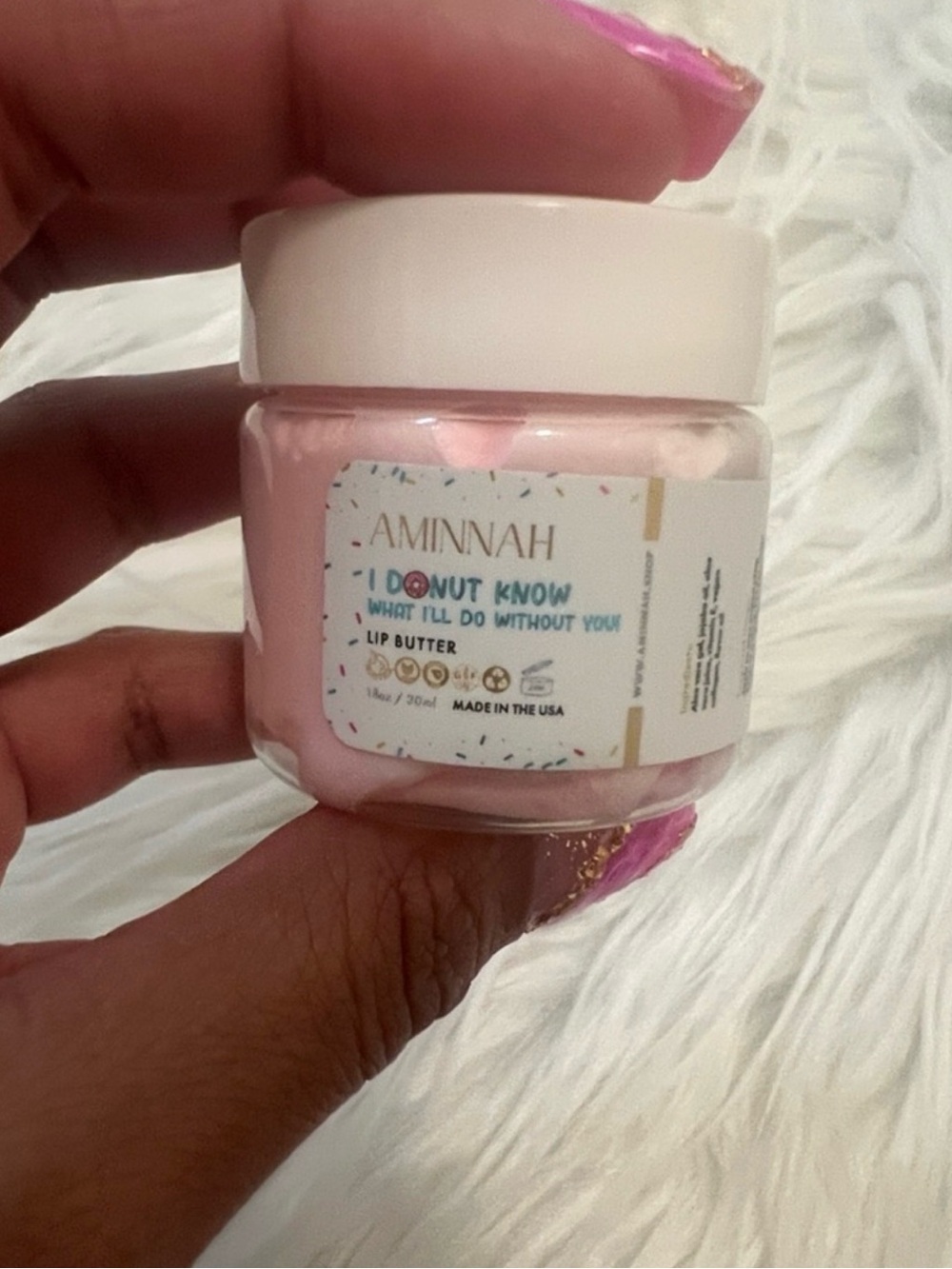 5/$35 NWT AMINNAH 'I Donut Know'  Lip Butter retails $20 each